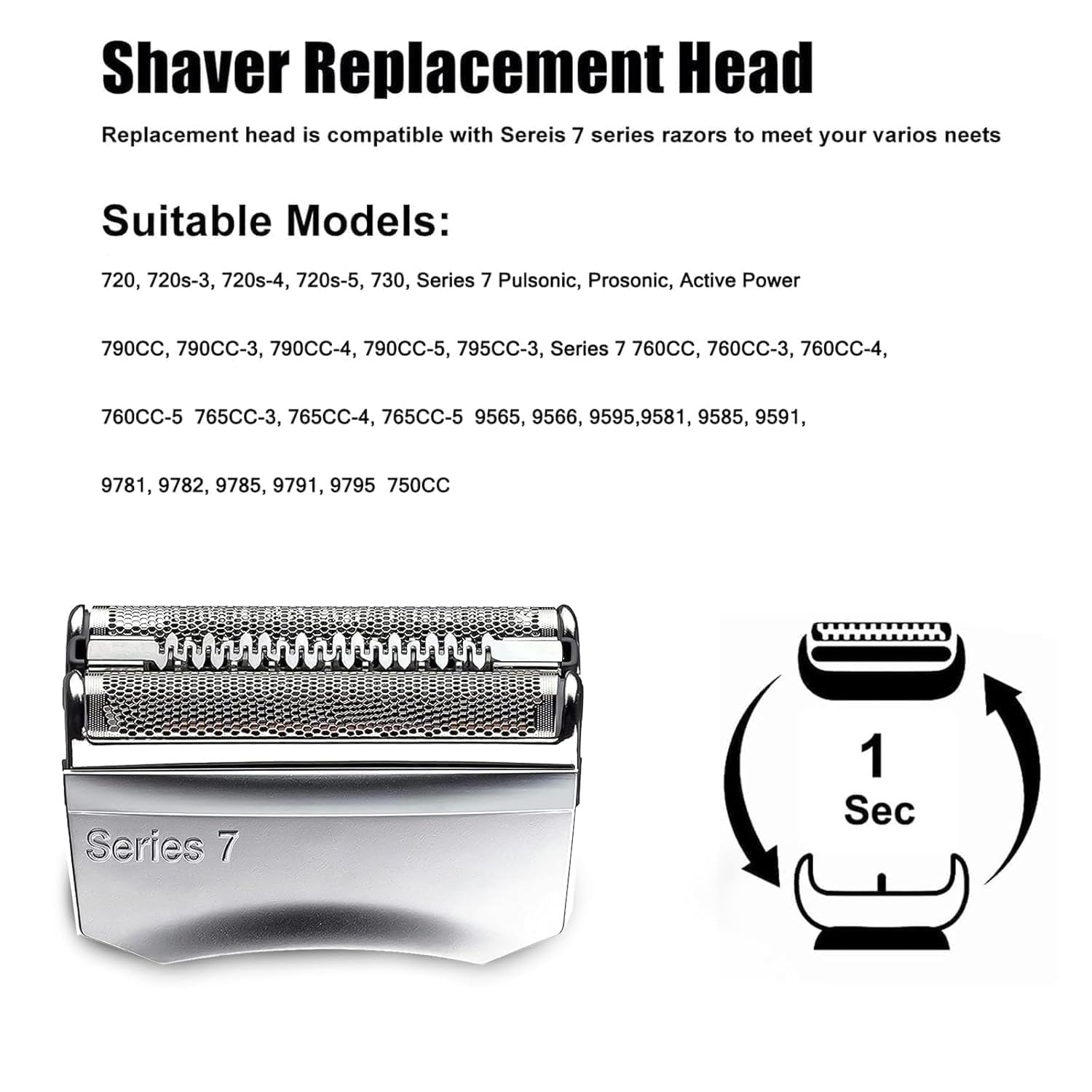 JIANCENGYU 70S head for Braun Series 7-720S3 enables easy rinsing and close shaves.