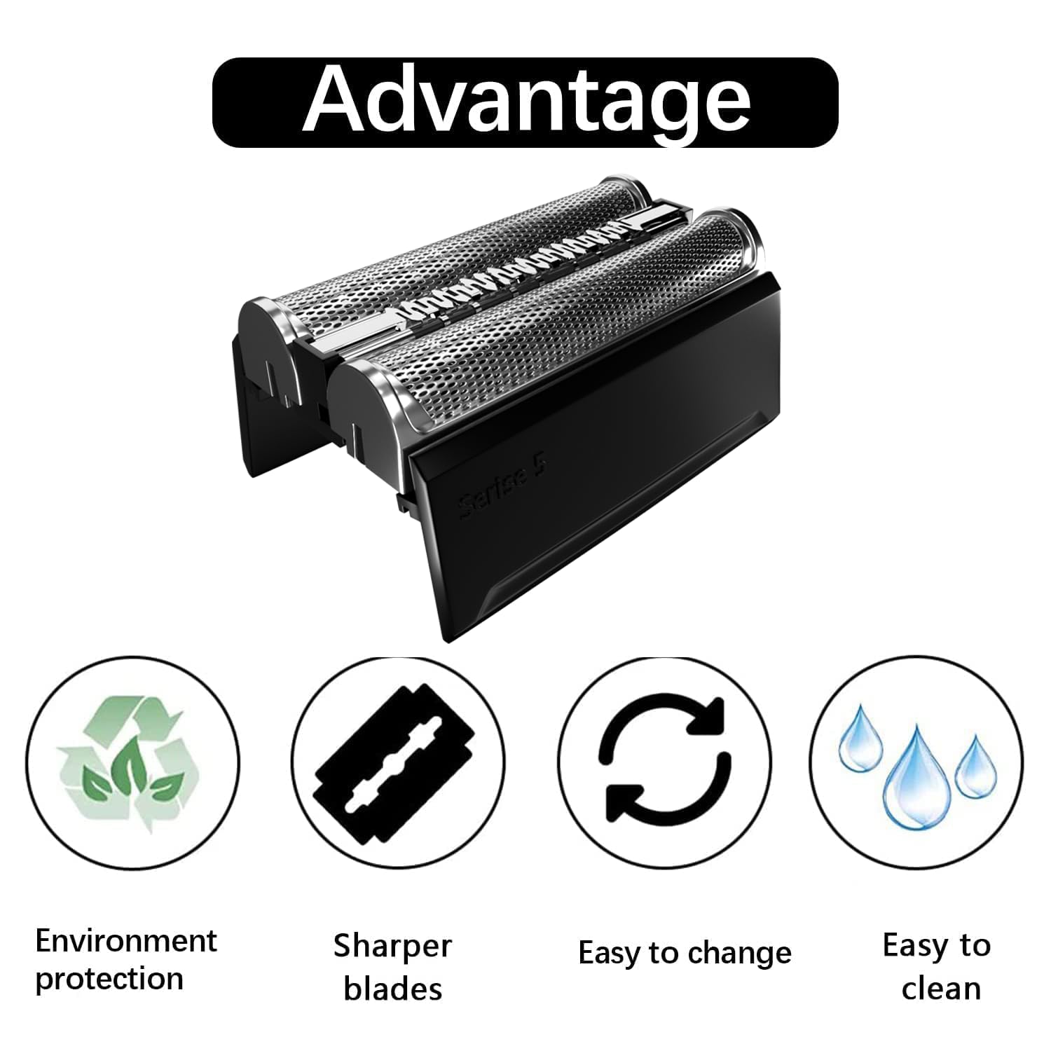 JIANCENGYU 52B replacement head packaging for Braun Series 5 shows easy install.