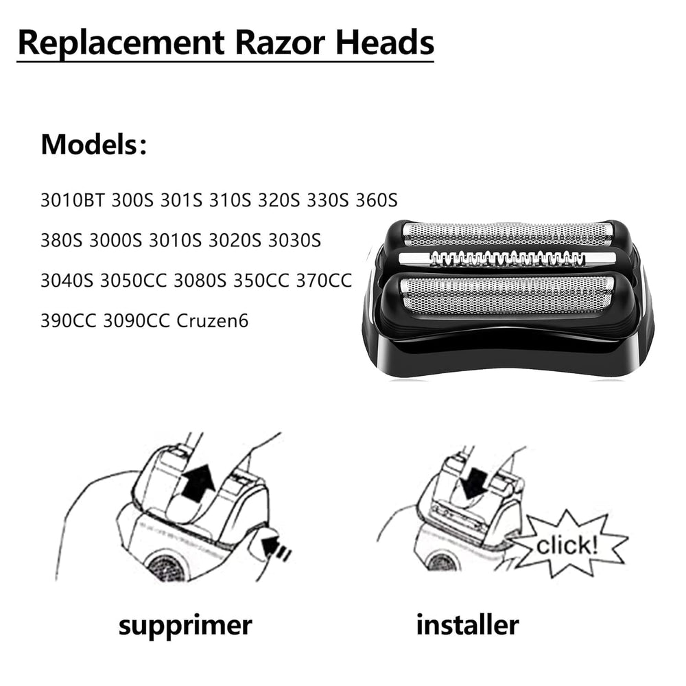 JIANCENGYU replacement head pack for Braun Series 3; easy swap for consistent performance.