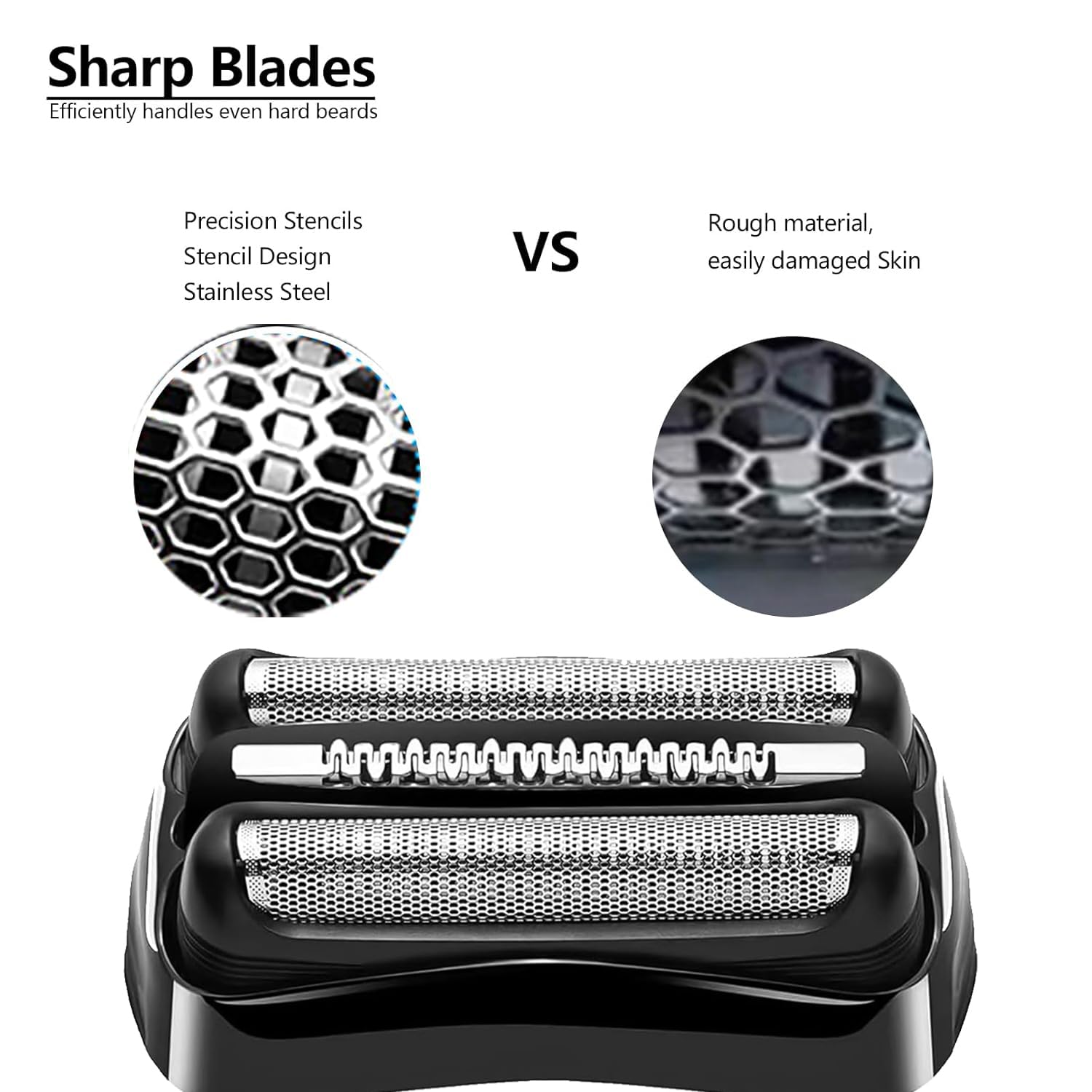 JIANCENGYU stainless steel mesh design protects skin during dry or wet shaving.