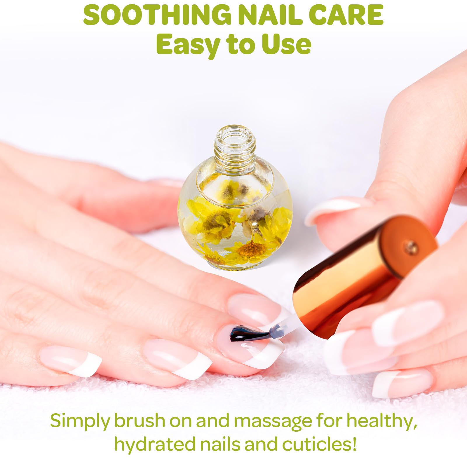 Vanilla scented cuticle oil on a clean cuticle