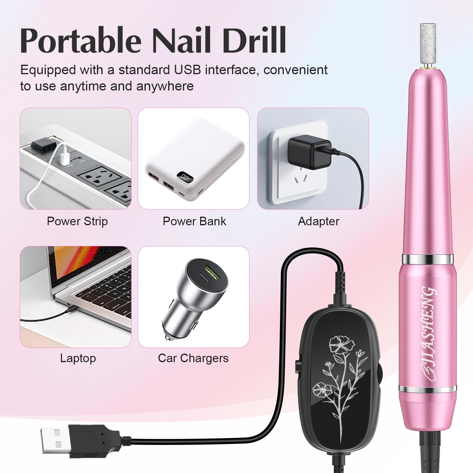 JIASHENG Nail Drill bits and sanding belts for versatile nail art