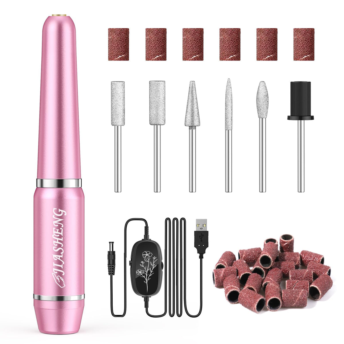 JIASHENG USB Nail Drill front view for on-the-go manicures