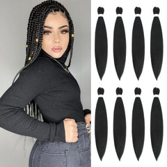 JIEANYAN pre-stretched braiding hair in 24 inch 1B for smooth braiding.