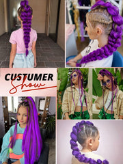 Close-up of JIEANYAN purple braiding hair texture showing natural yaki look