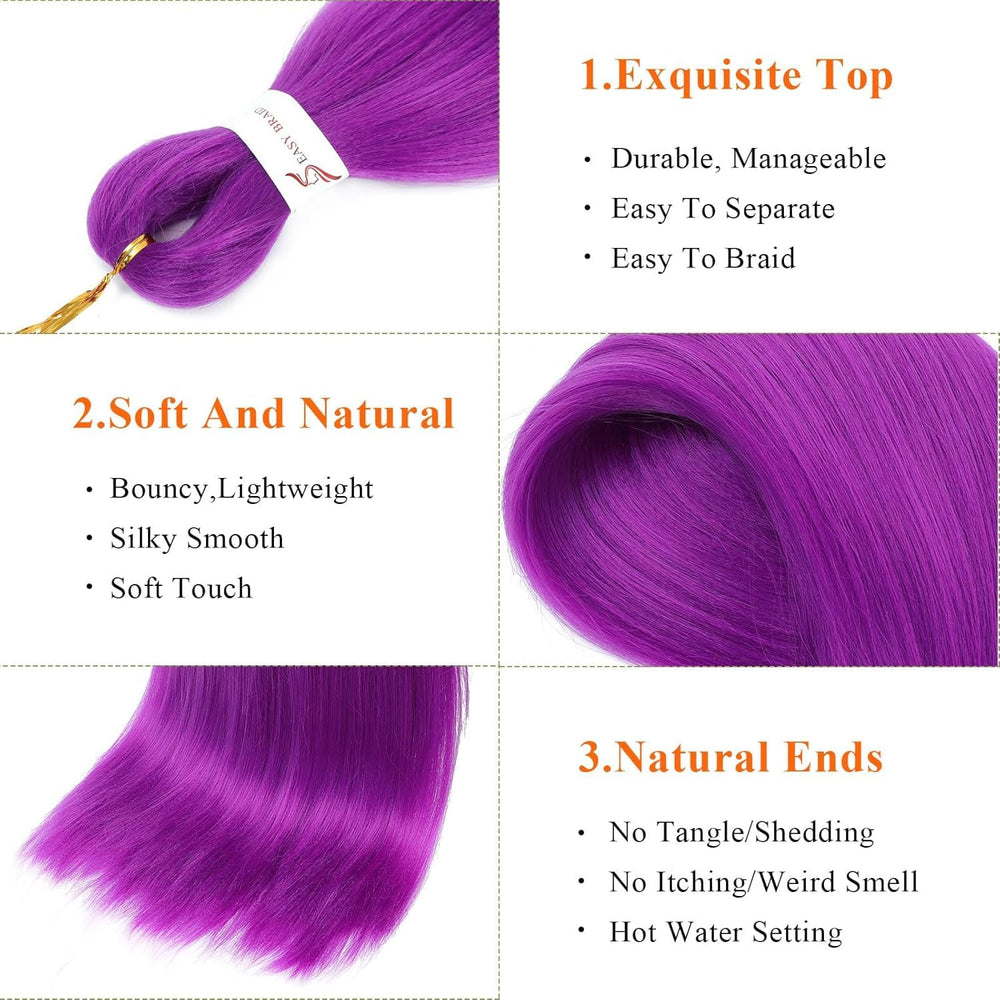 Pre-stretched design of JIEANYAN purple braiding hair for faster braiding
