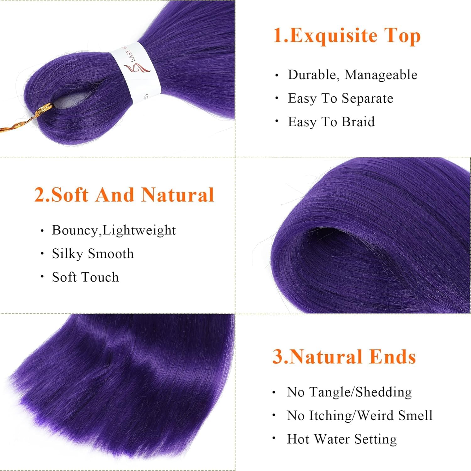 JIEANYAN 24inch braiding hair, versatile braid styling option