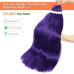 JIEANYAN purple hair extensions for braids, easy hot water styling