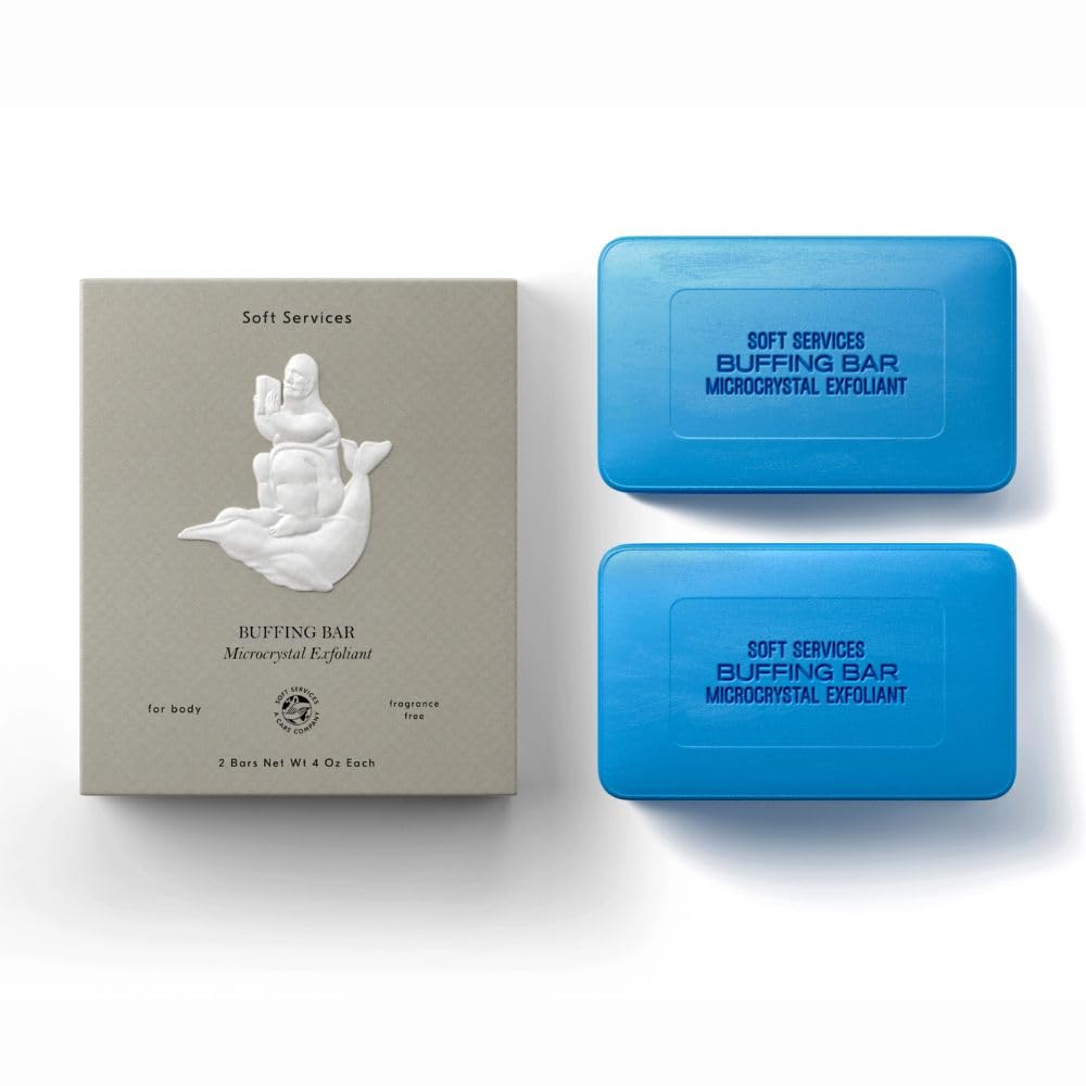 JIGME CALA SOFT.SERVICESS two-pack buffing bar pack-shot highlighting easy exfoliation.