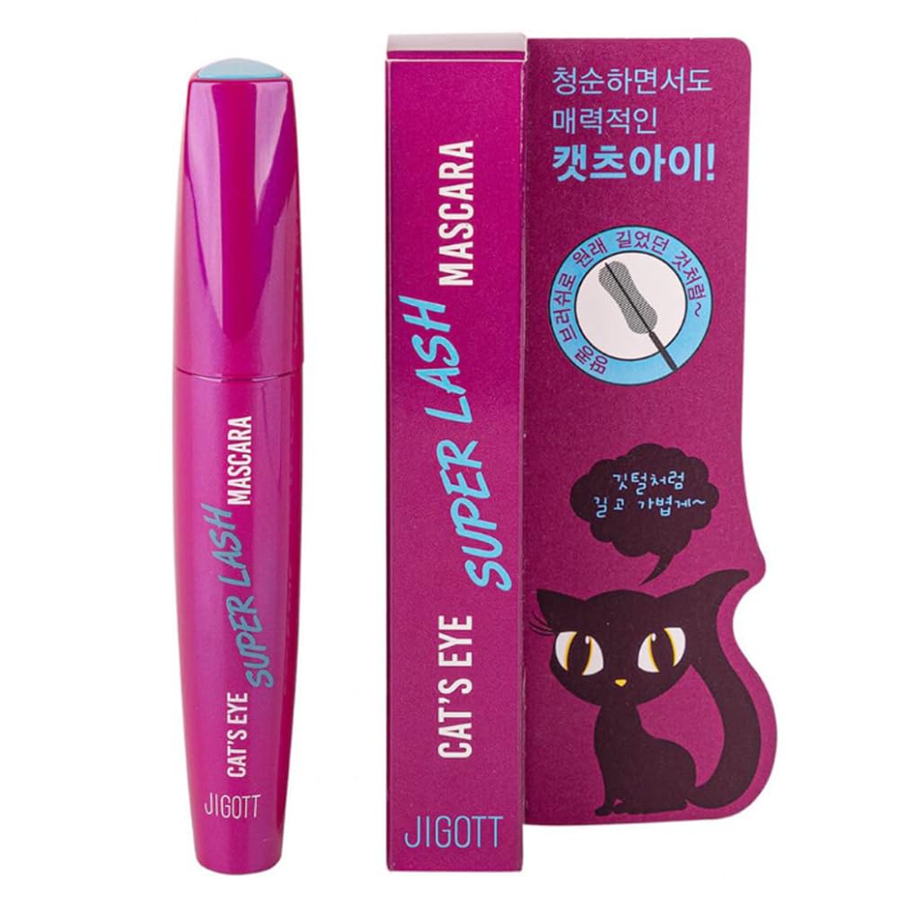 Jigott Cat's Eye Super Lash Mascara bottle close-up for creamy, even coverage