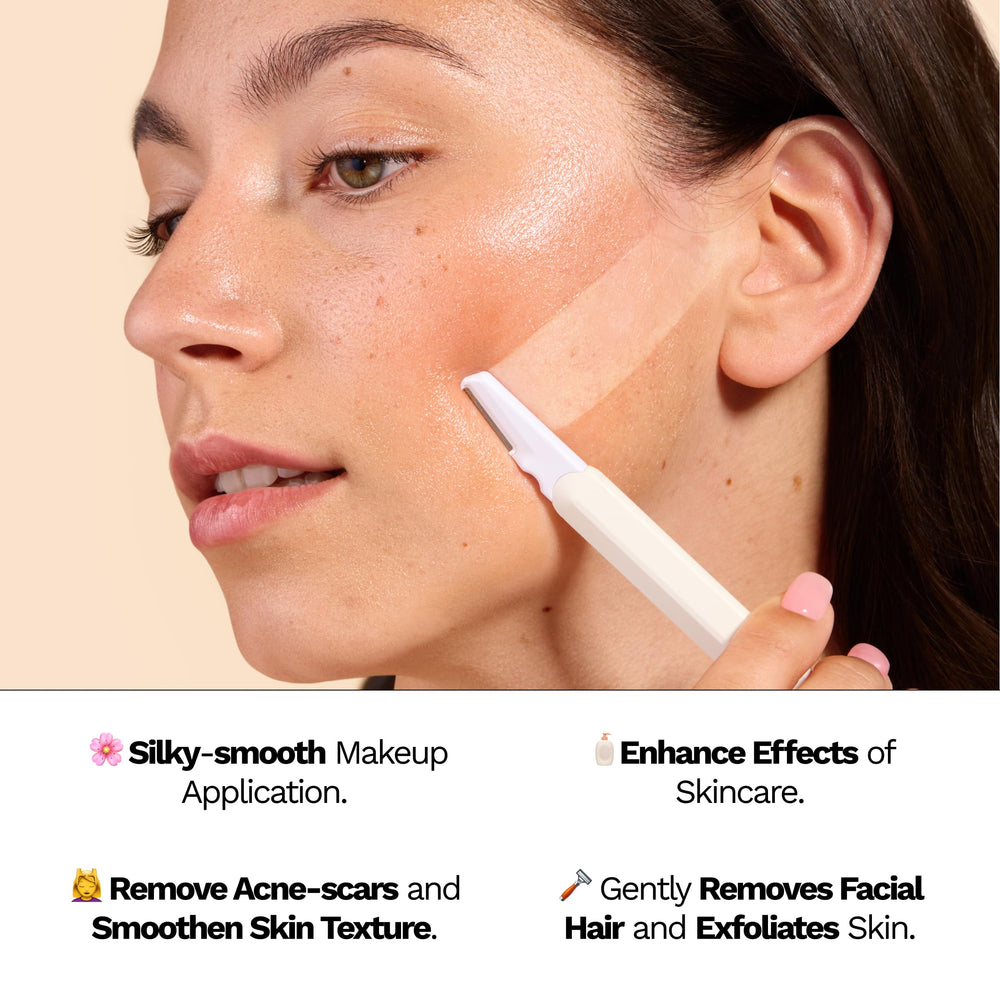 Close‑up of Jill Dermaplane razor handle designed for easy grip and control
