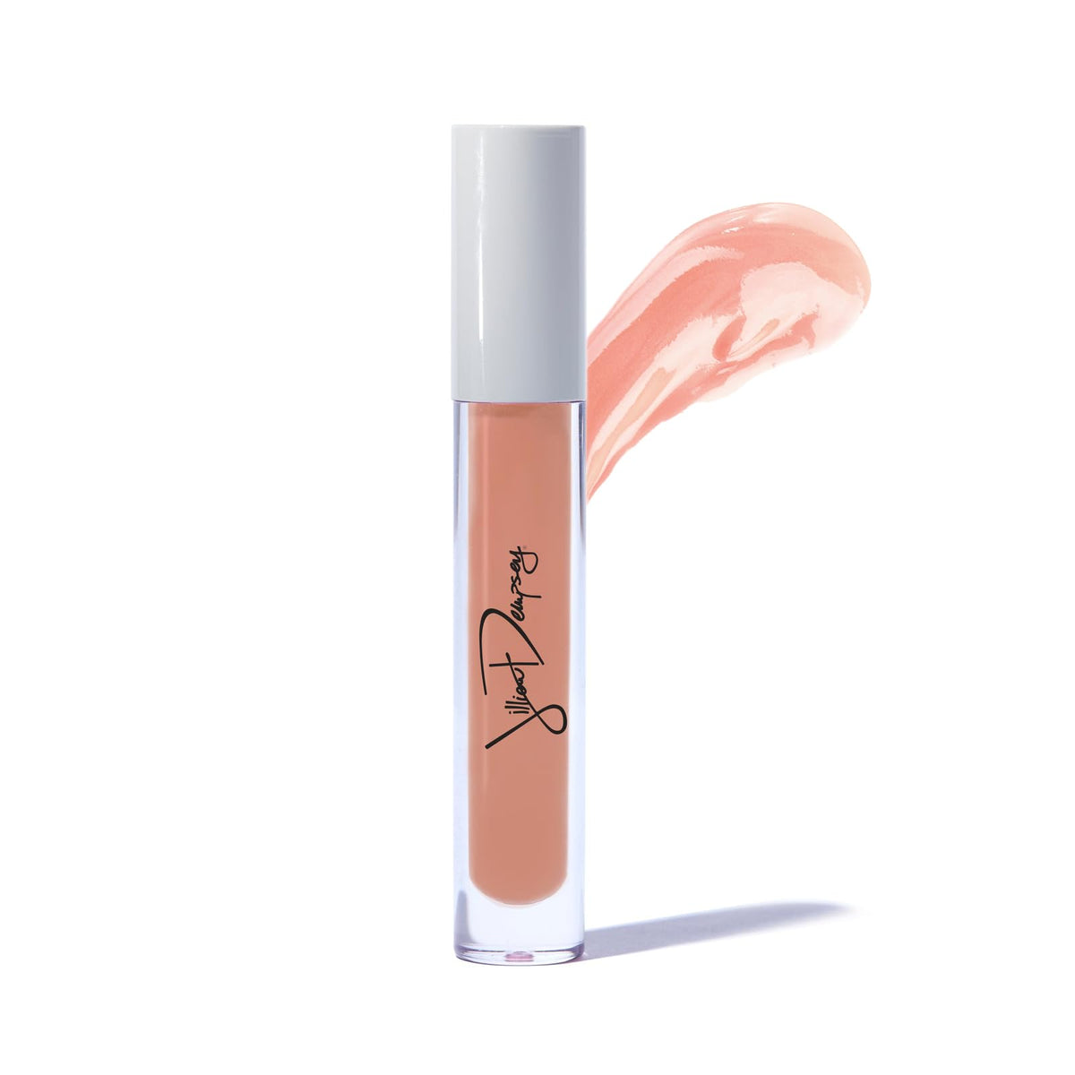 Jillian Dempsey Lip Gloss Bubble Pink swirl shows rich color and shine