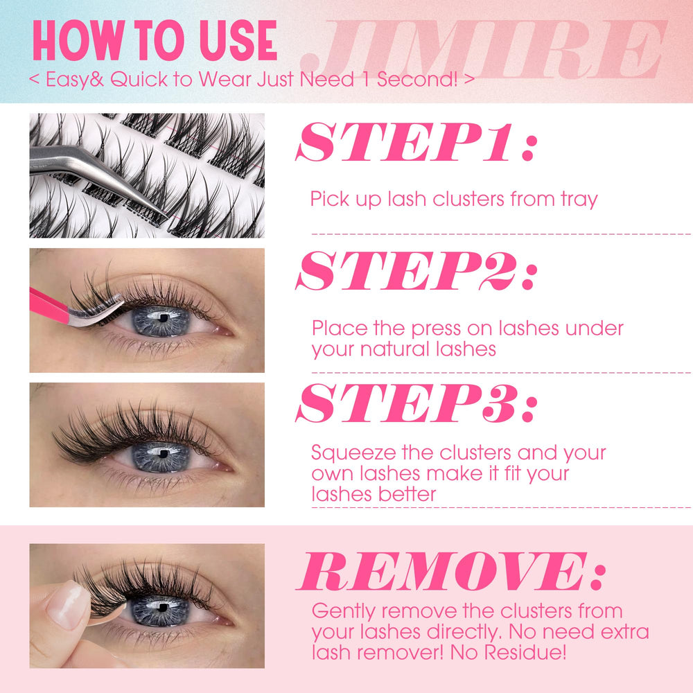 Jimire reliable all-day hold lashes for morning to evening.