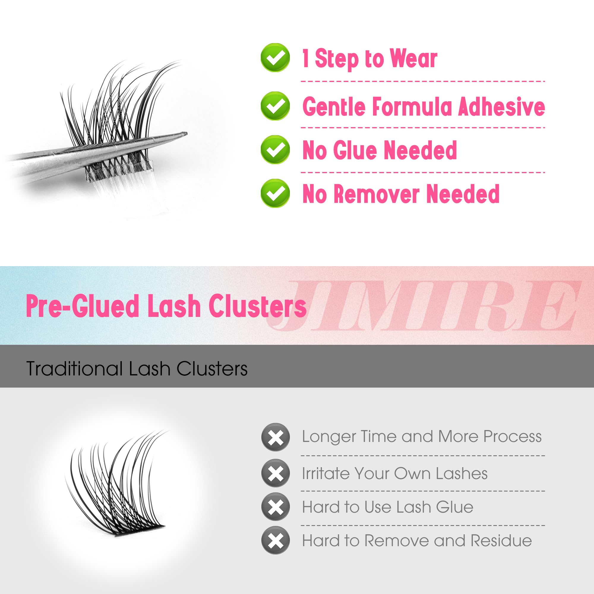 Jimire natural-look wispy lashes enhance eyes subtly.