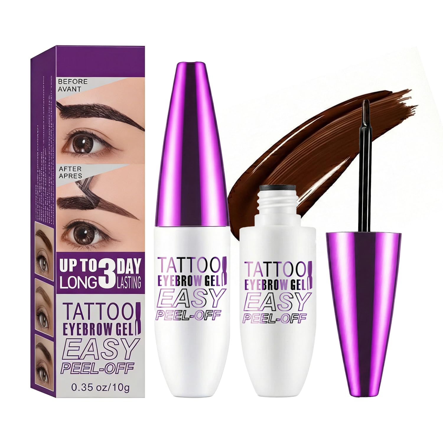 JIMYAUQIN Peel Off Tattoo Brow Tint Gel light brown bottle for natural-looking definition.