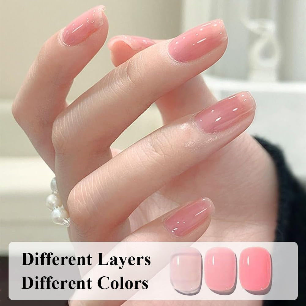 JimysCo COSMOO Nude jelly finish nail art ideas for subtle designs