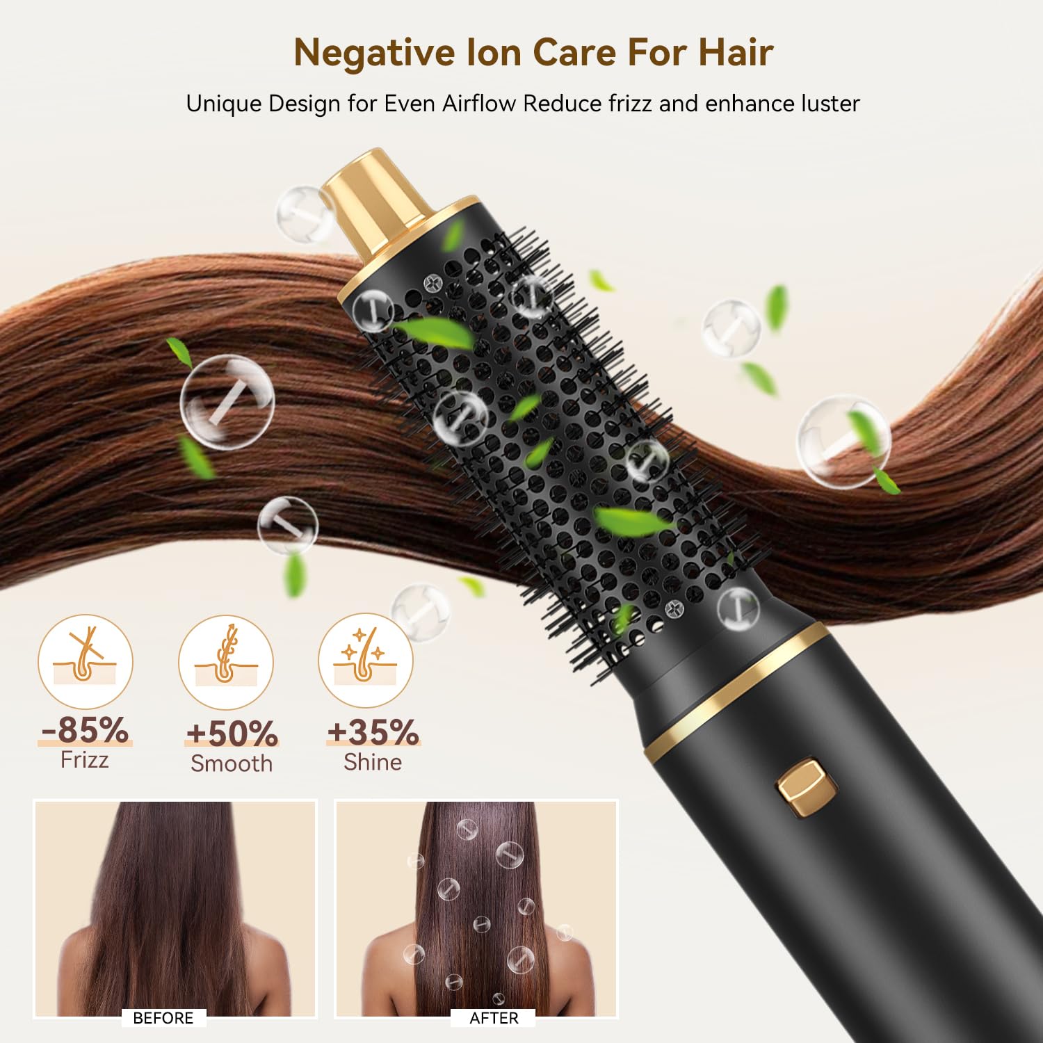 JINYAWA straightening brush creates shiny, textured straight styles