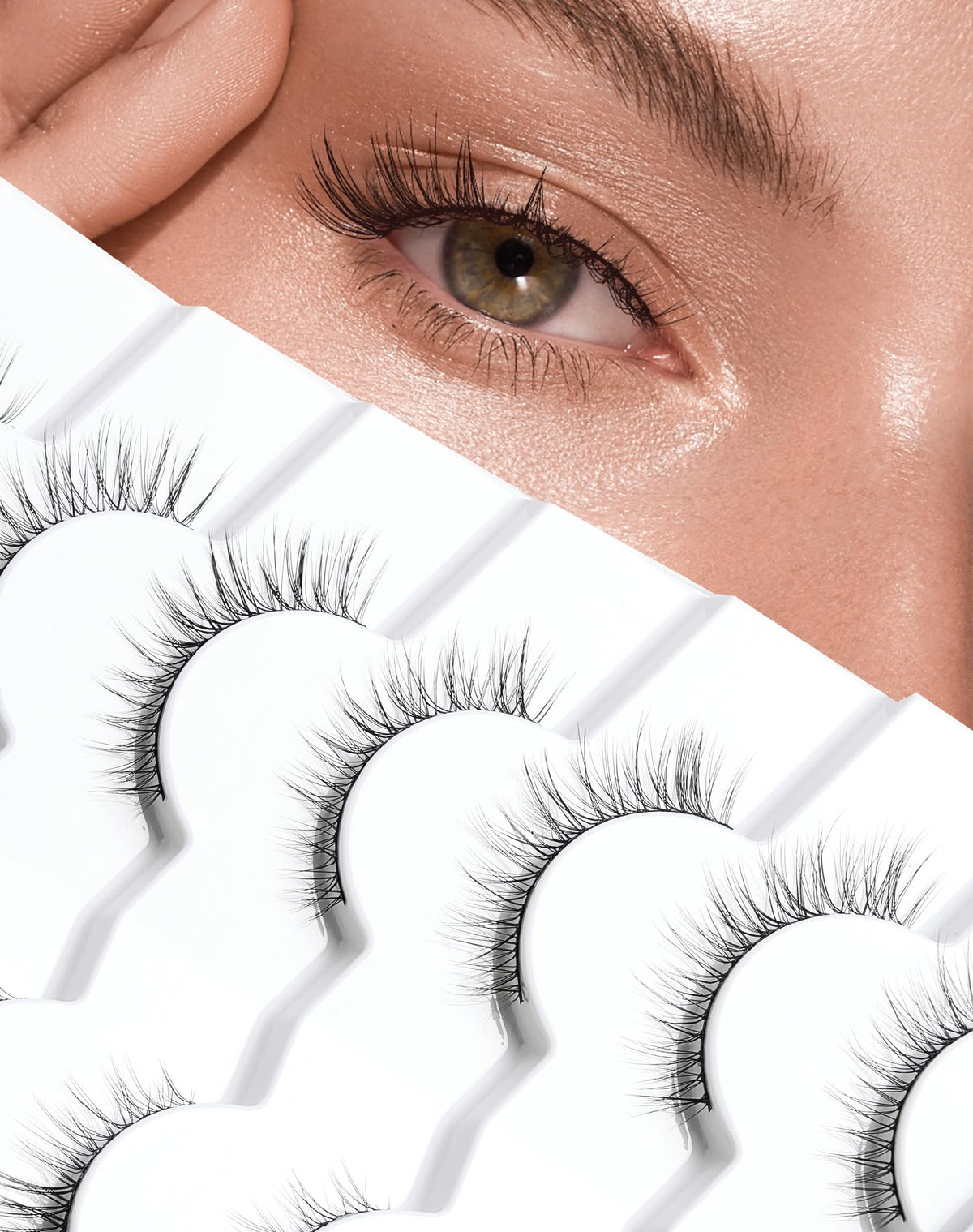 Jiocolor cat-eye lashes with natural look and 9mm length for everyday elegance