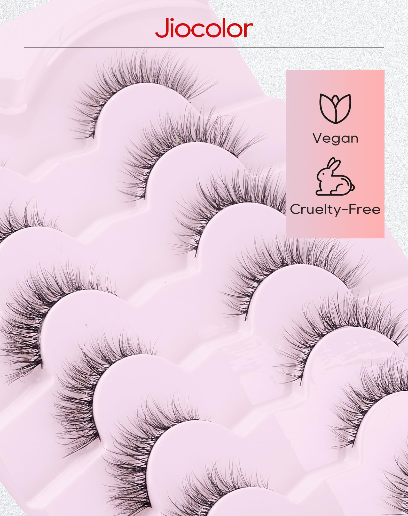 Jiocolor Lashes faux mink texture with soft fibers.