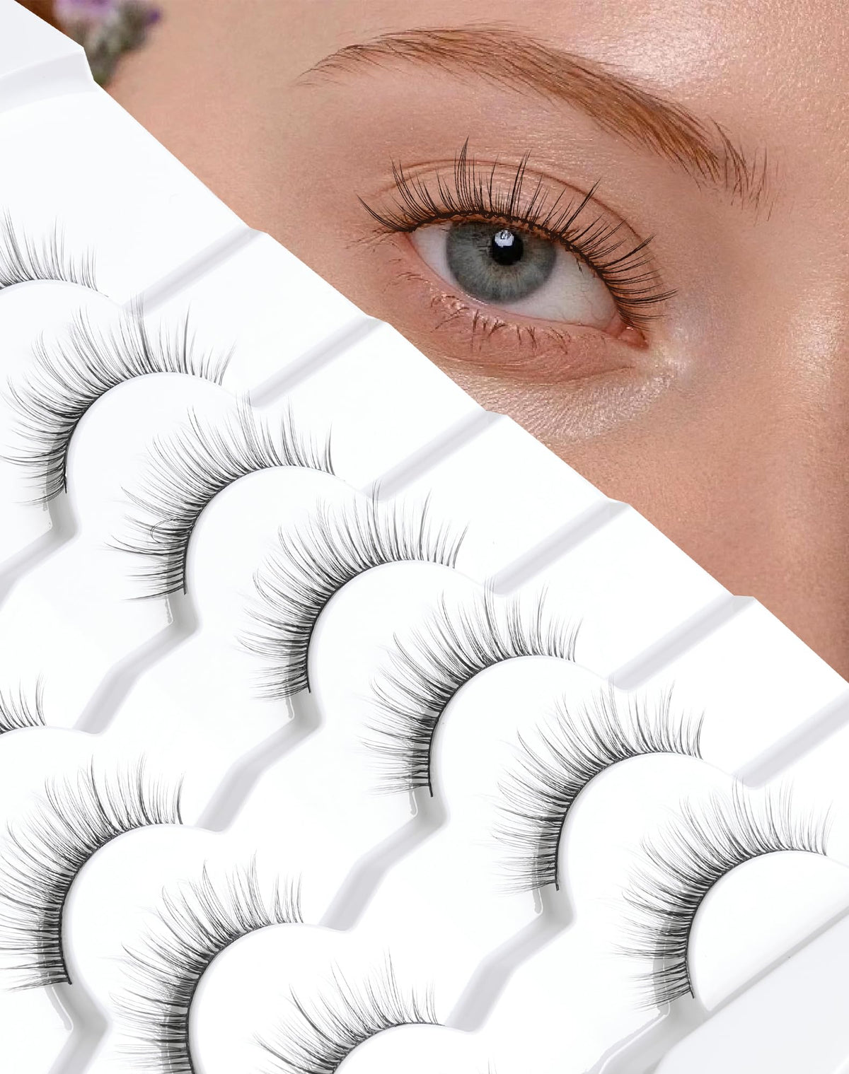 Jiocolor mink lashes natural look wispy 9mm 3D strip enhances subtle length.