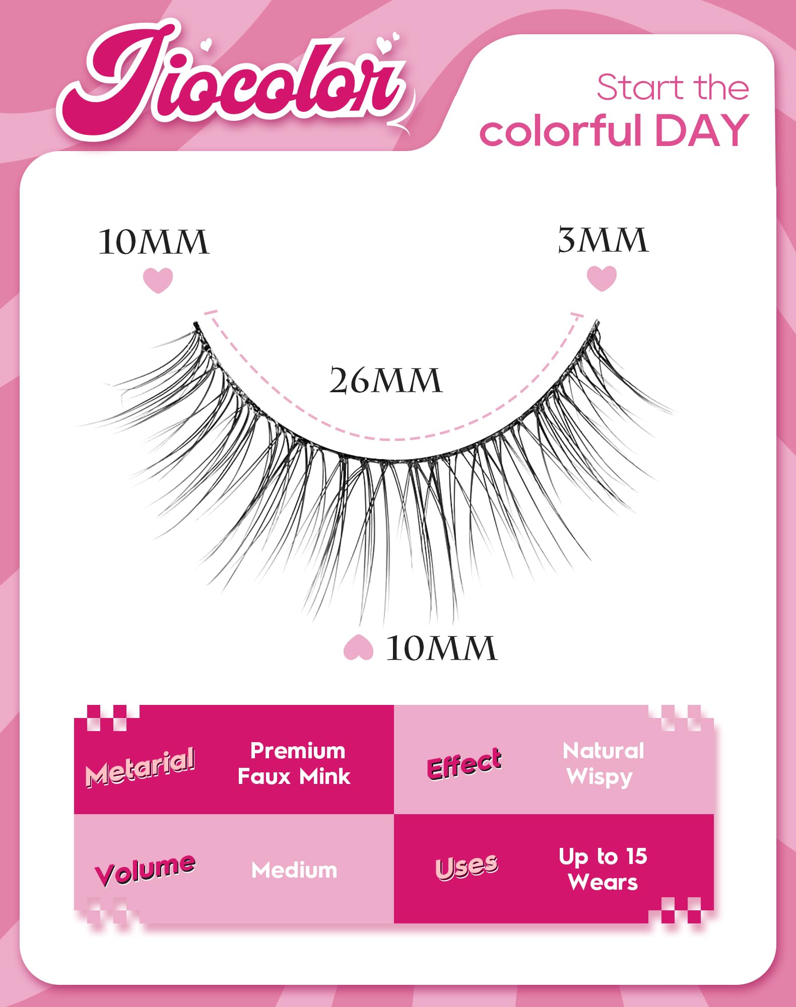 Jiocolor lashes feature an ultra-thin band for a discreet lash line.