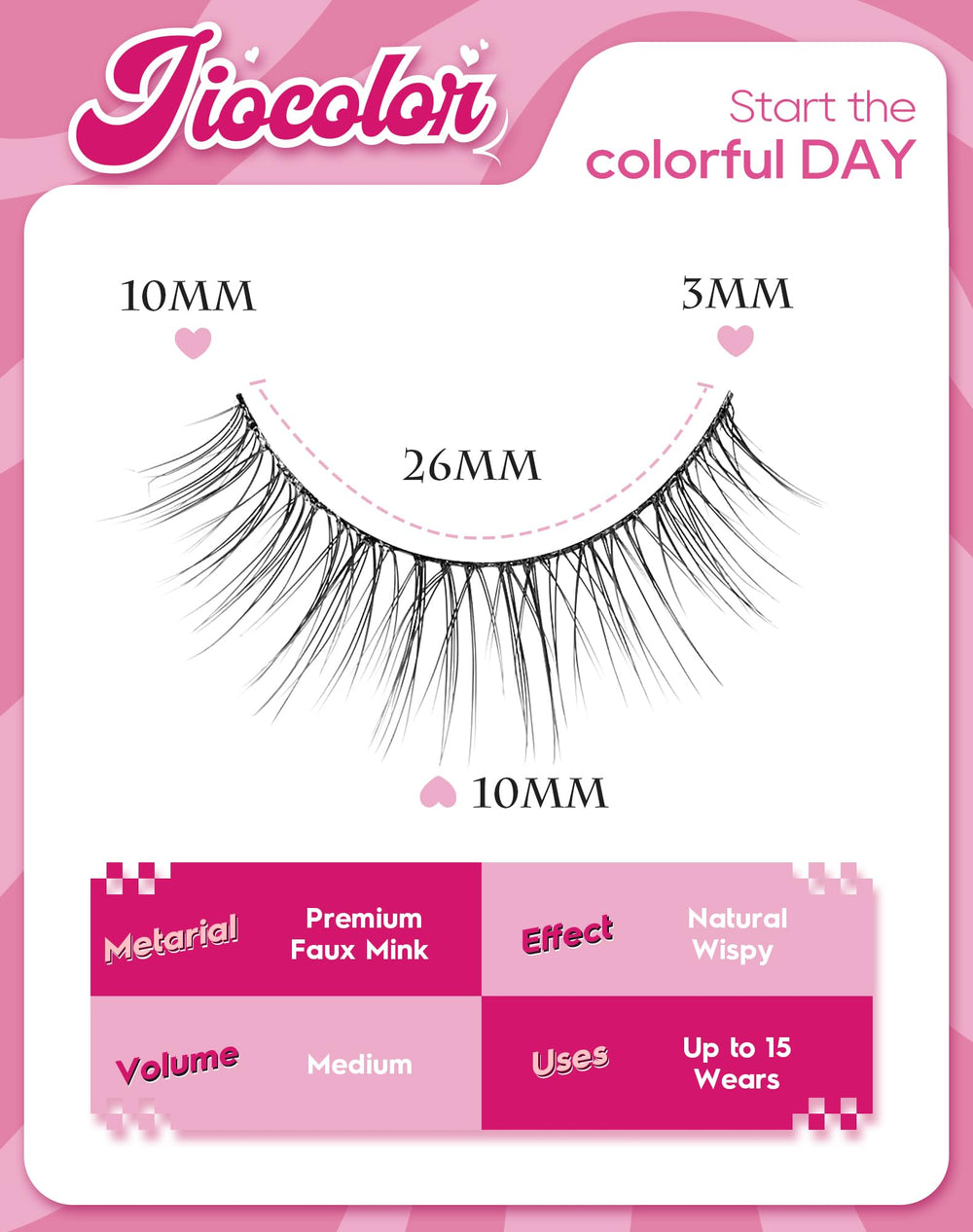 Jiocolor lashes feature an ultra-thin band for a discreet lash line.