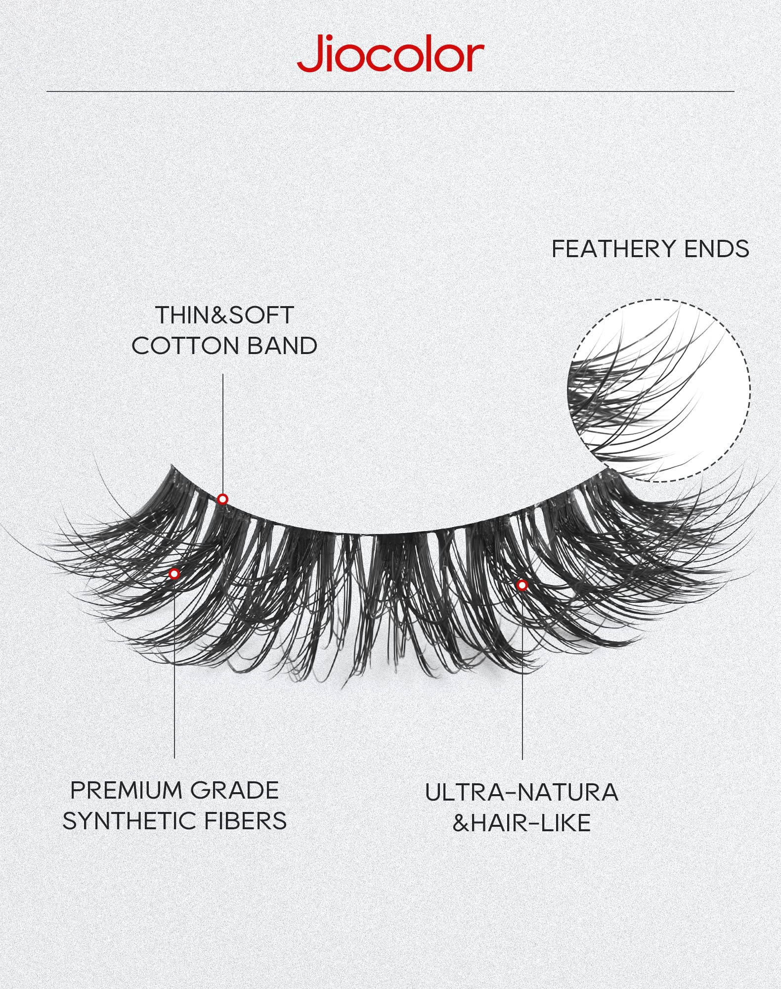 Jiocolor wispy 14mm 3D faux mink lashes for gentle lift.