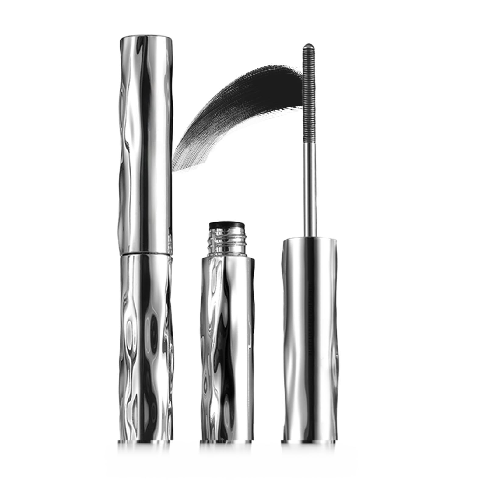Jiodama Iron Wand Mascara close-up showing volume and length for dramatic lashes.