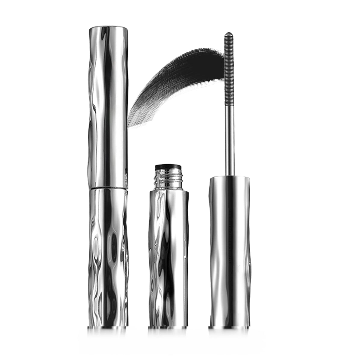 Jiodama Iron Wand Mascara close-up showing volume and length for dramatic lashes.