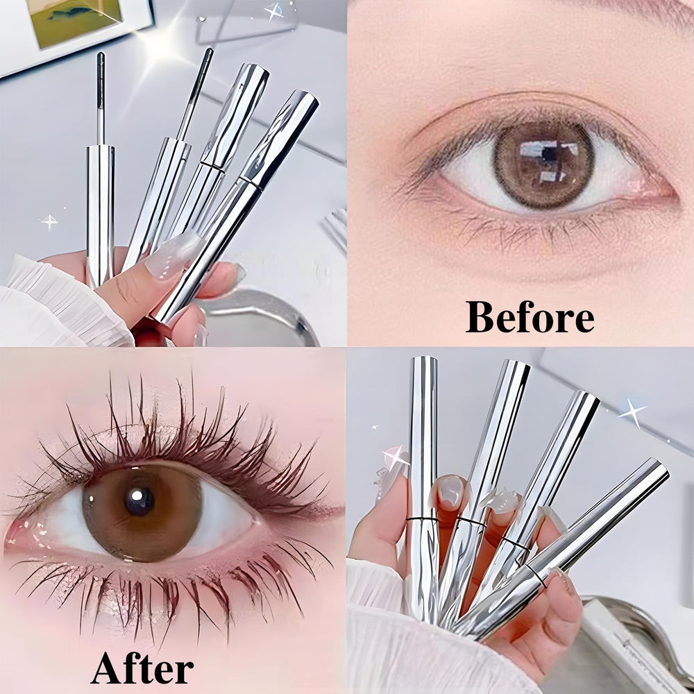 Jiodama metal wand mascara in use for precise, clump-free lash separation.