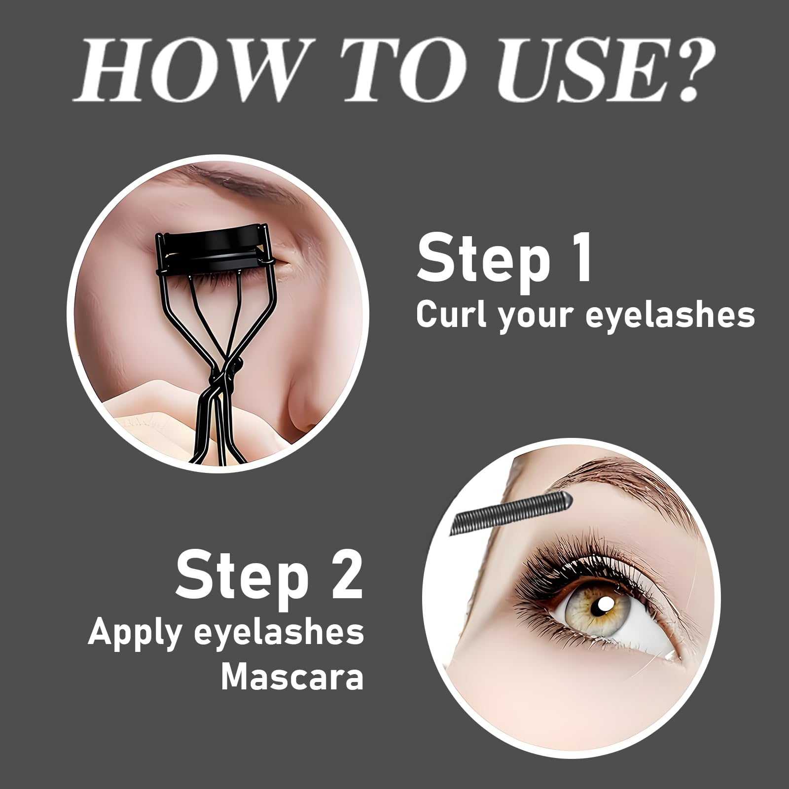 Jiodama universal black mascara for all lash types with defined lashes.