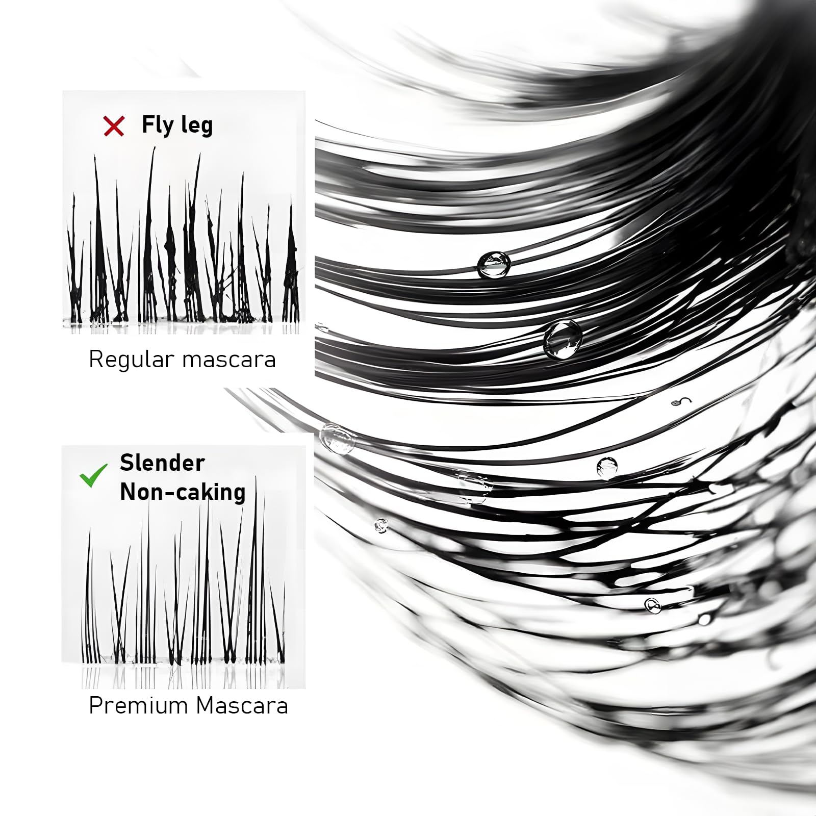 Jiodama waterproof mascara on lashes for all-day smudge-proof wear.