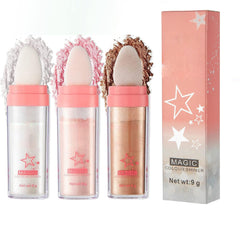 JISKG 3-color glitter powder compact for versatile glow on face and body