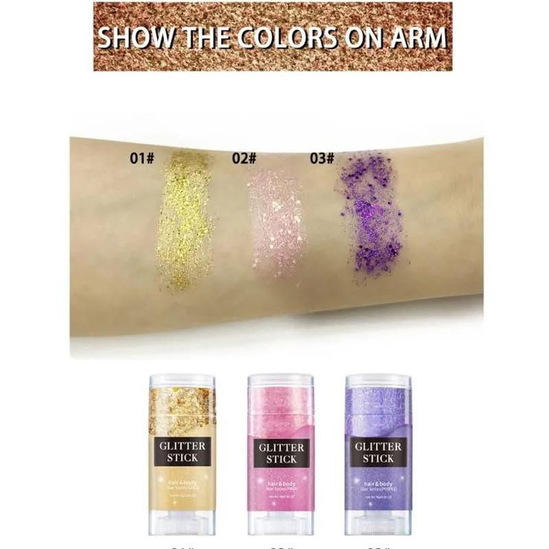 JISKG blue holographic glitter stick creates vibrant iridescent shine.