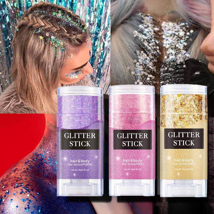JISKG glitter stick with fine texture provides a lasting highlight.