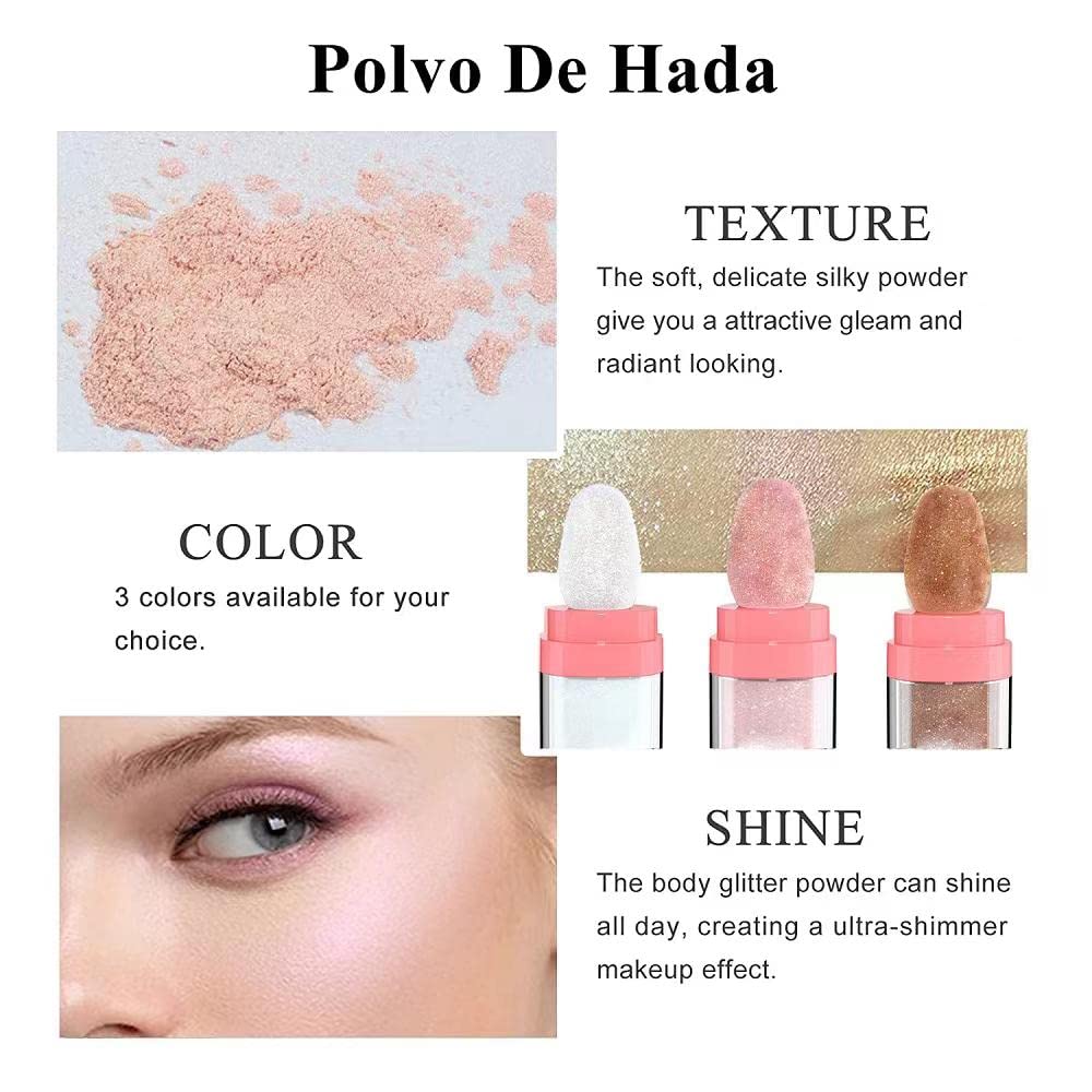 JISKG Glitter Powder Highlighter on shoulders delivers a soft radiance.