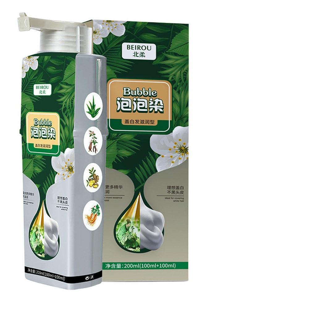 JISKG Plant Bubble Hair Dye Shampoo packaging with natural ingredients