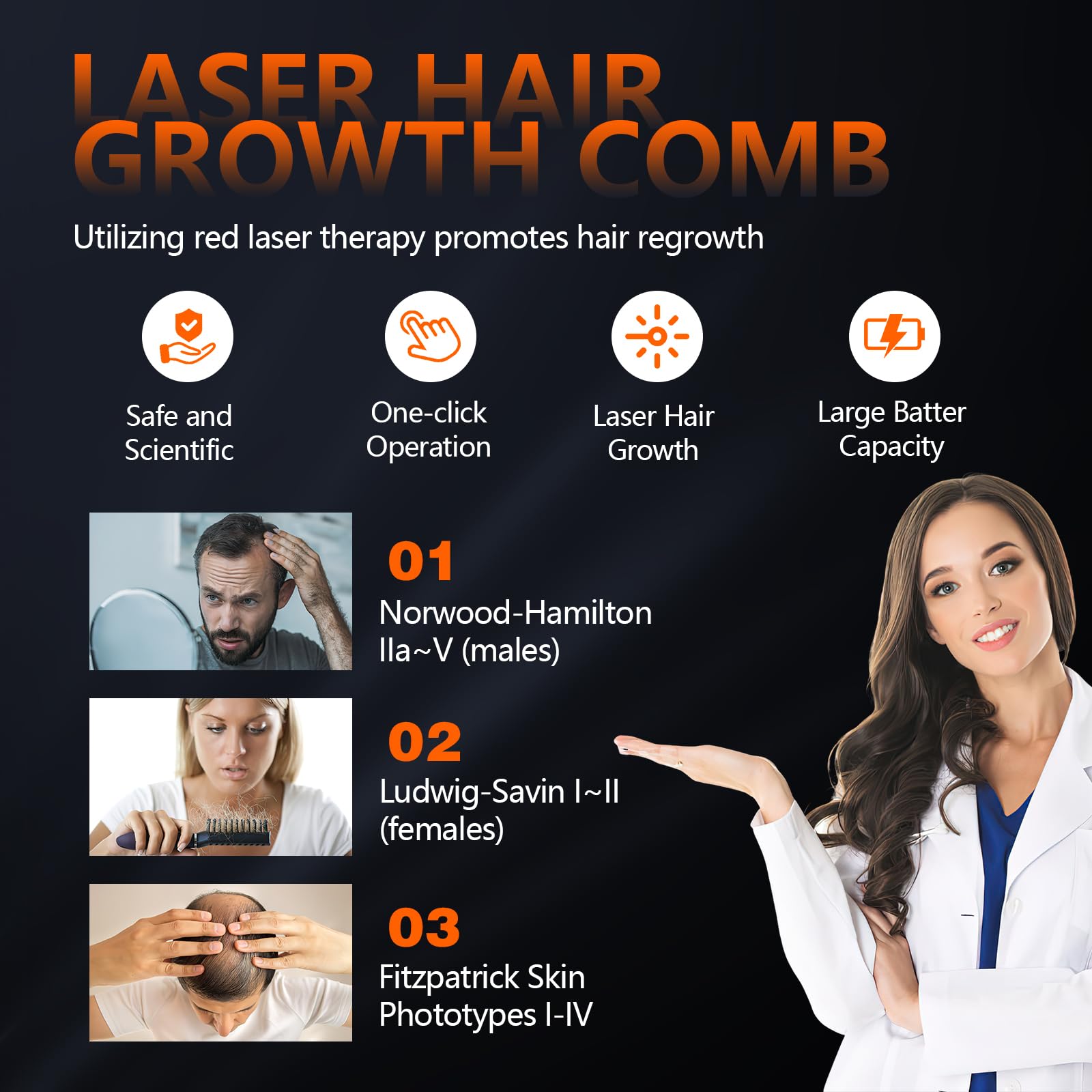 Jitesy Laser Therapy Hair Growth Comb in hand during treatment for scalp access.