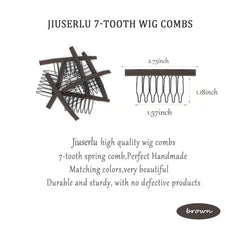 JIUSERLU wig clips 7-teeth closeup in brown showing strong grip.