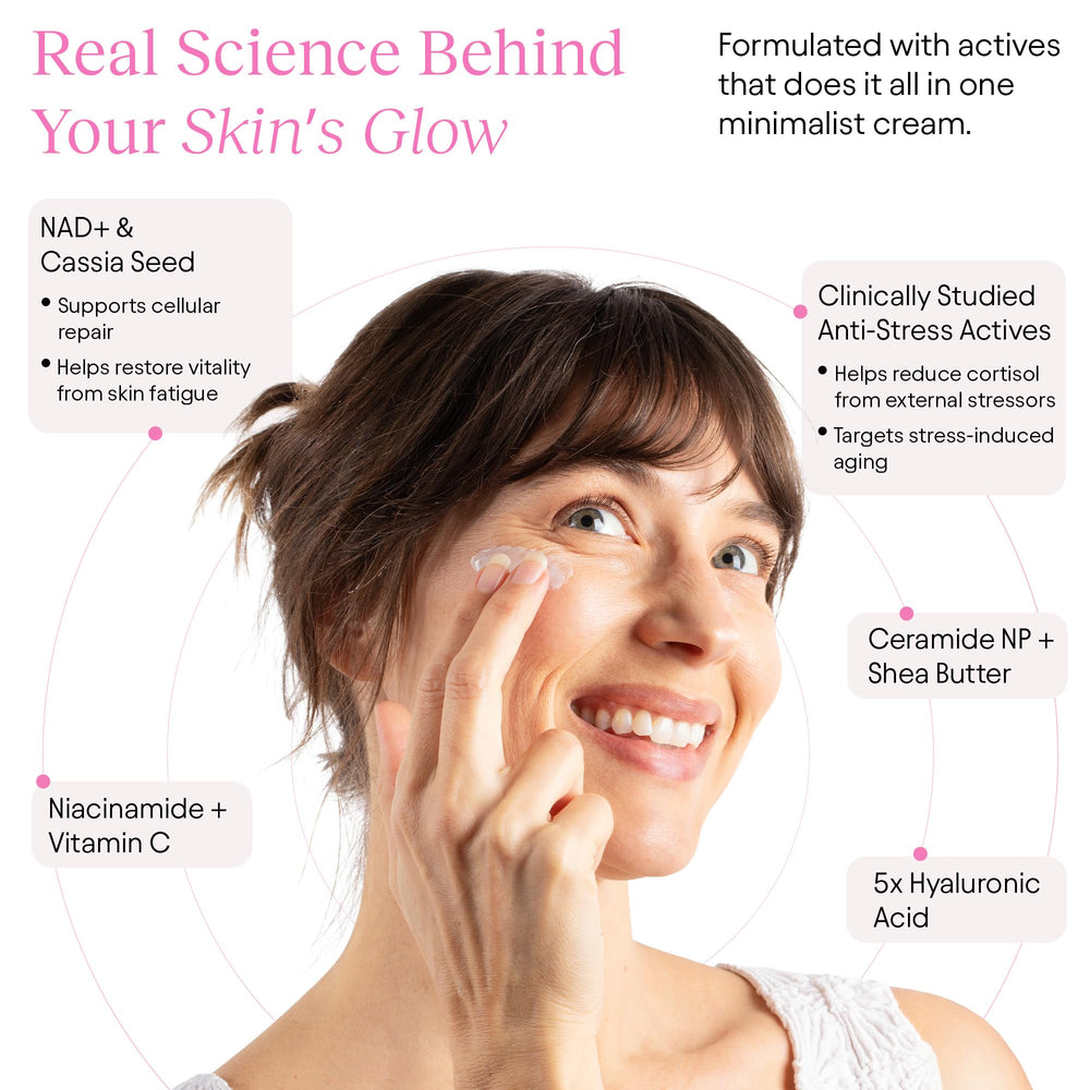 JiYu NAD+ ingredients graphic emphasizes Niacinamide and Vitamin C brightness.