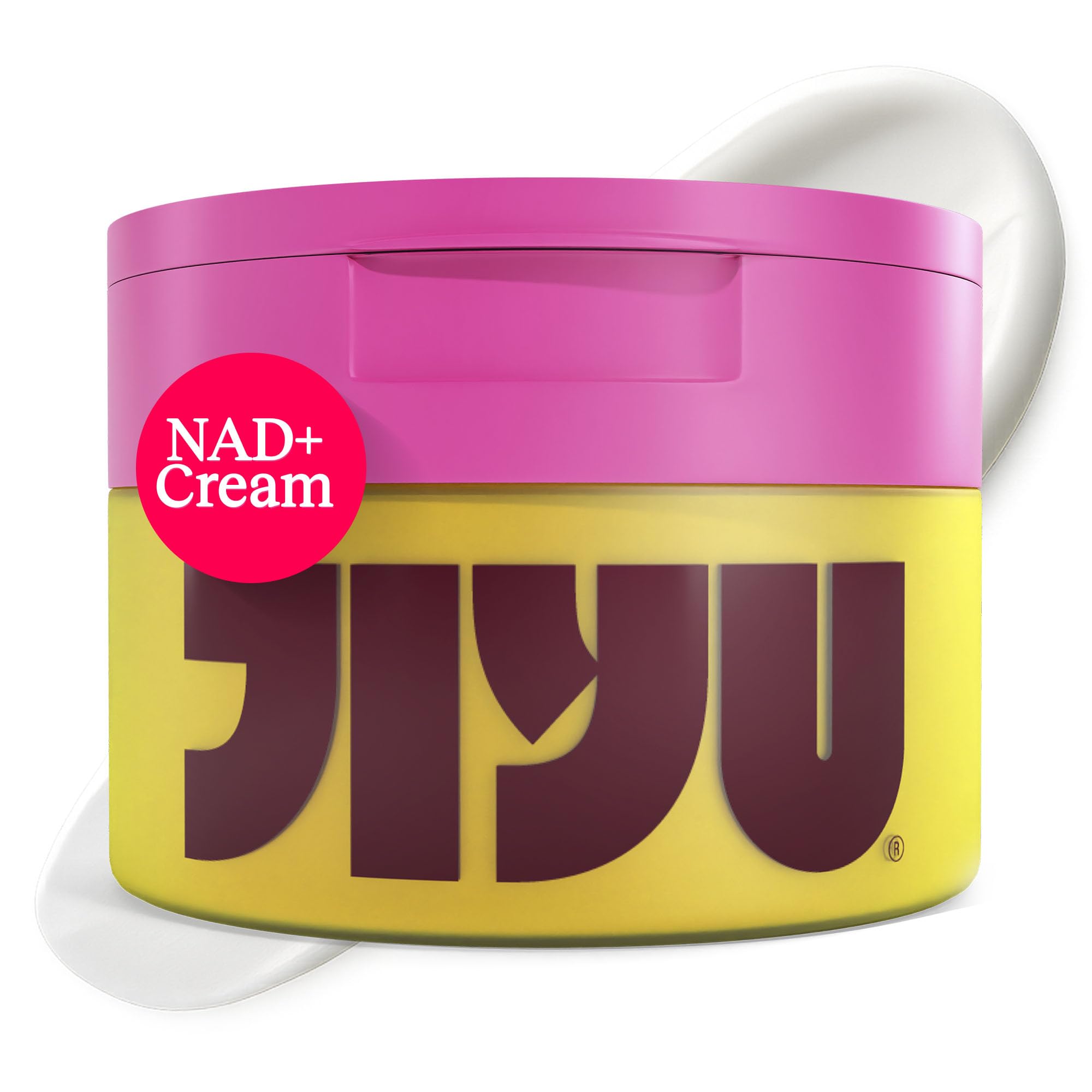 JiYu NAD+ Hydrating Face Moisturizer jar closeup with creamy texture for daily hydration.