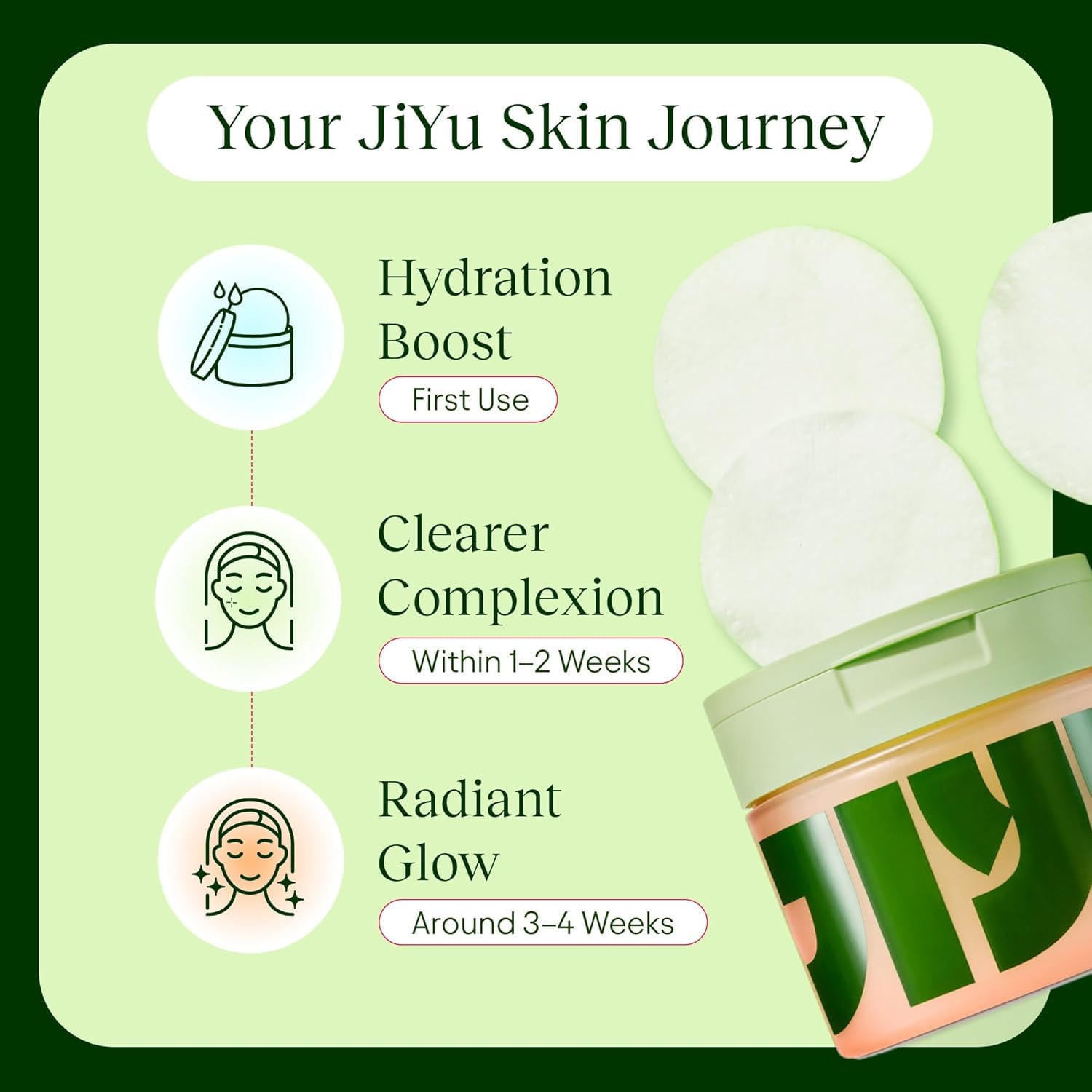 Pad applied to cheek demonstrating even coverage and soothing feel.