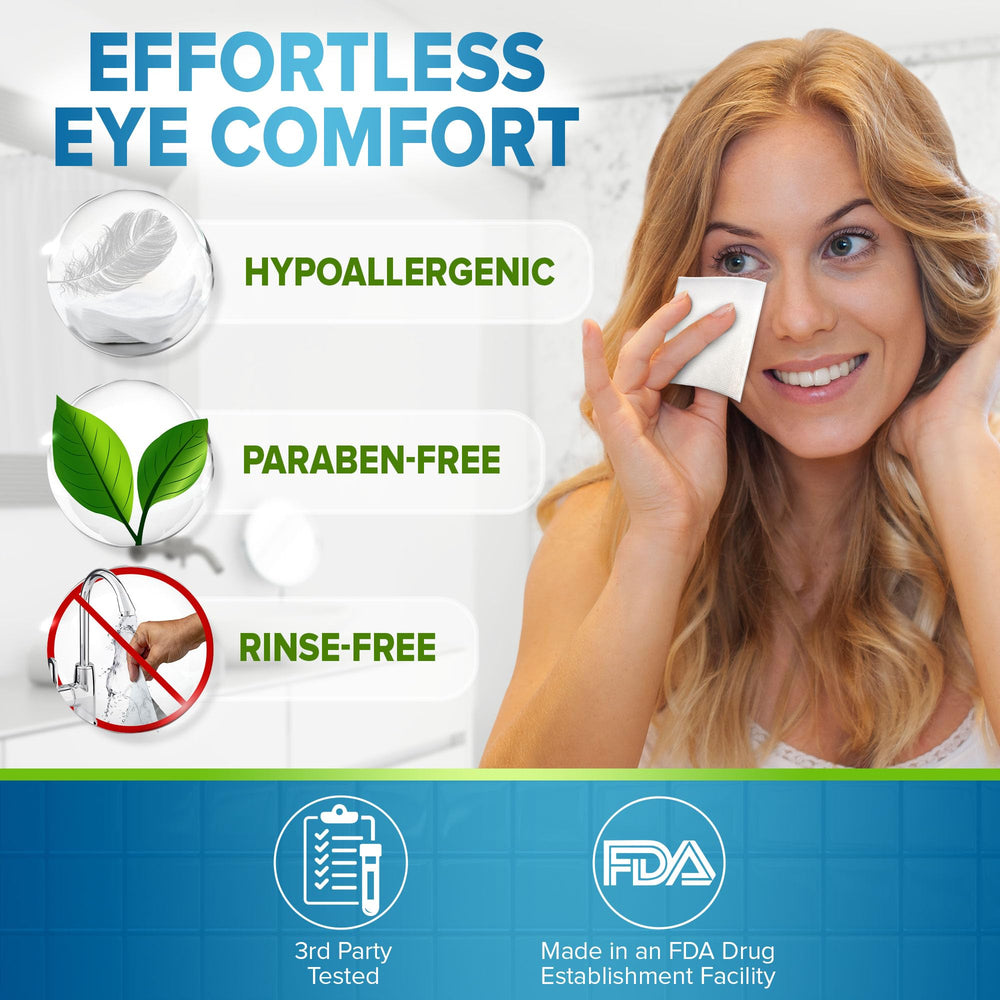 JJ CARE eyelid wipes provide moisturizing cleansing for the eye area.