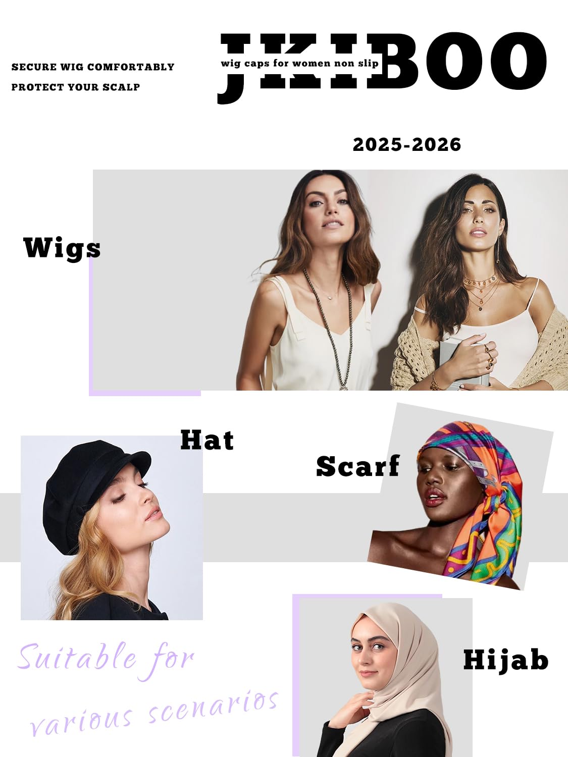 JKIBOO wig cap protects scalp and wig without glue