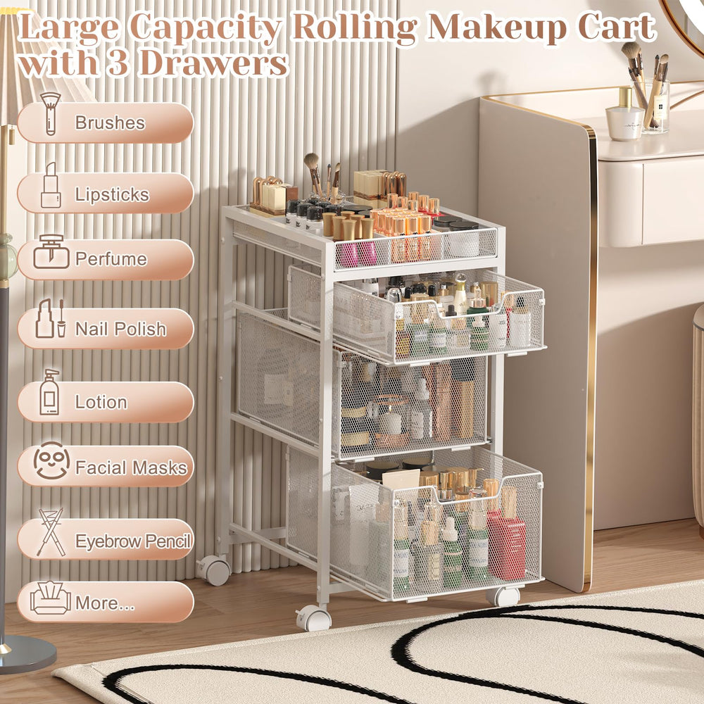 JKsmart vanity organizer with metal frame for sturdy storage