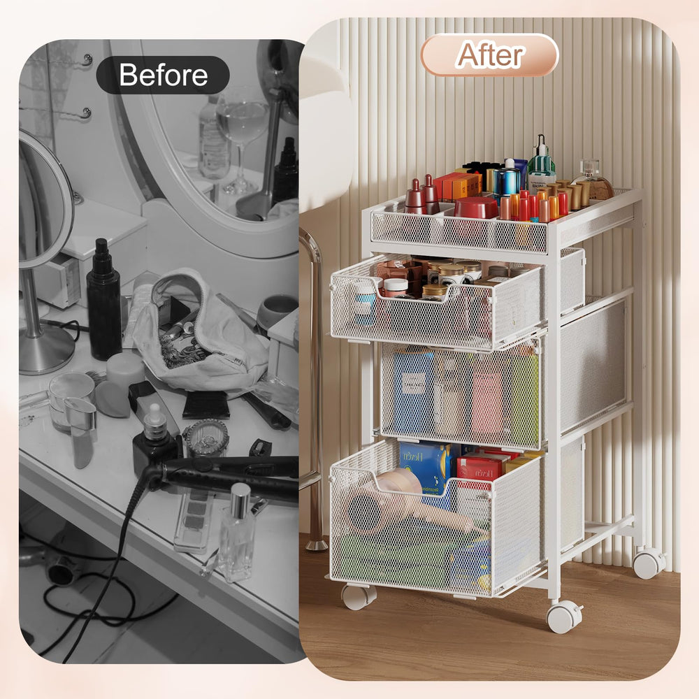 JKsmart white vanity cart design fits compact spaces with a clean look