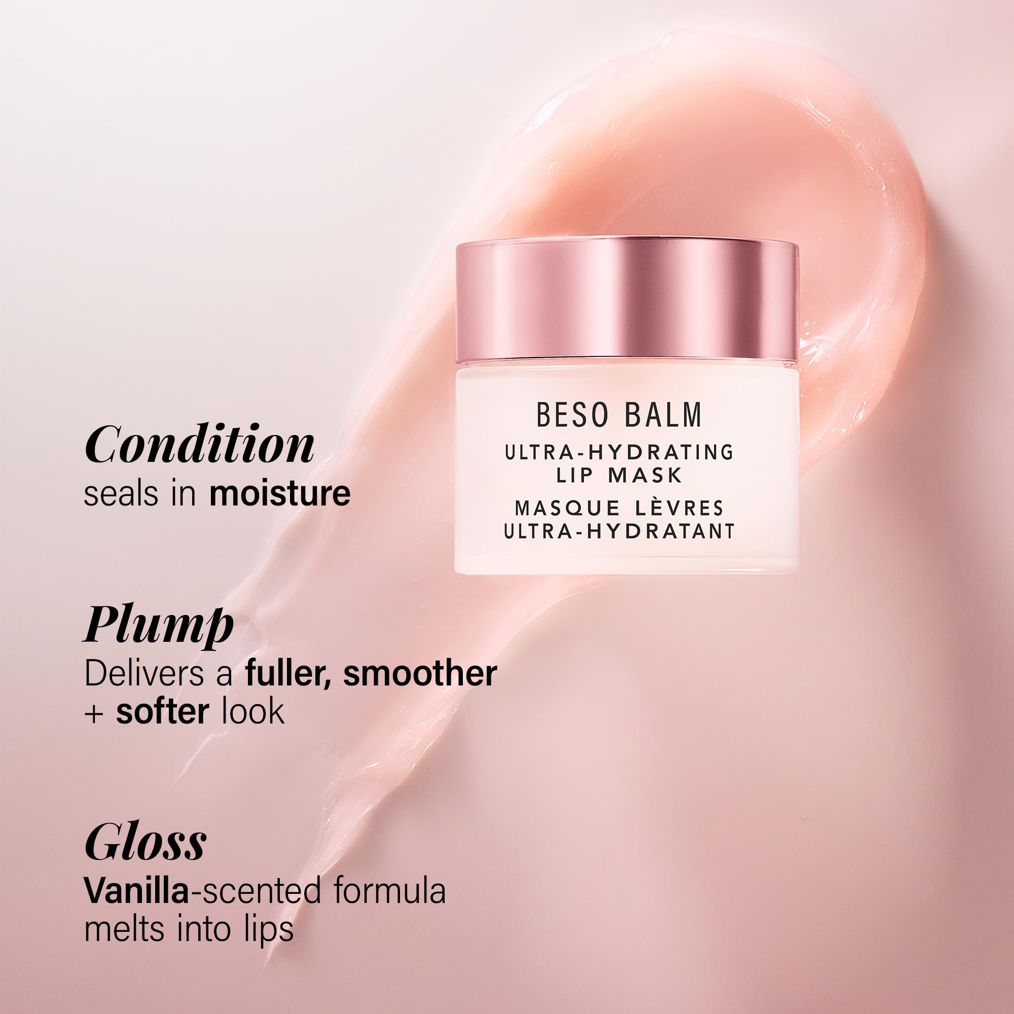 Overnight lip mask from JLO BEAUTY Beso Balm hydrates and nourishes while you sleep.