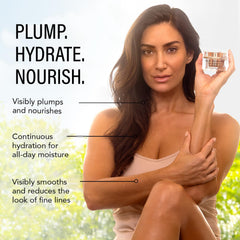 JLO Beauty Hyaluronic Acid boost highlighting deeper hydration and plump look