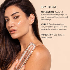 JLO Beauty Night Serum application on fingers demonstrates gentle resurfacing.