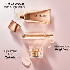 JLO BEAUTY That JLO Glow Serum bottle demonstrates lightweight hydration and potential firming.